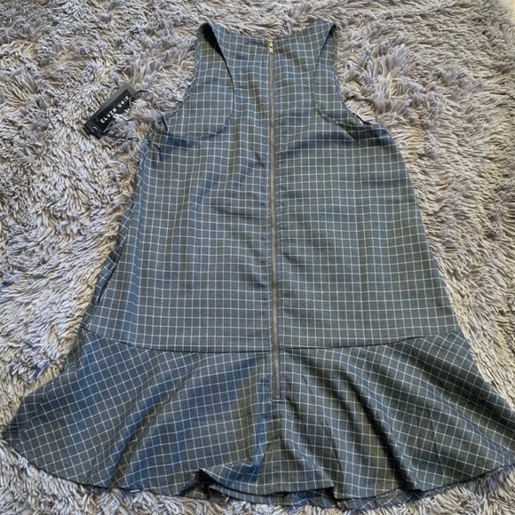 NWT Blush Noir grey and white Grid A-line Dress - Picture 4 of 7
